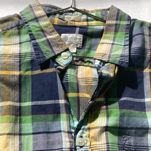 J. Crew Yellow Green Blue Plaid Button-up Shirt (Large)
